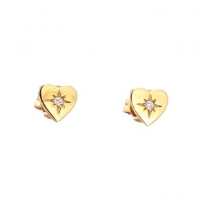 Diamond Starburst Heart Stud Earrings
