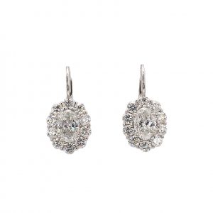 Oval Cluster Diamond Earrings