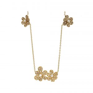 Stationary Set Flowers with Diamonds Necklace