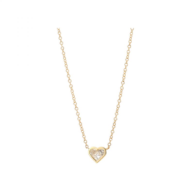 Bezel Diamond Heart Shaped Necklace