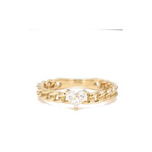Link Band with Diamond Heart Ring