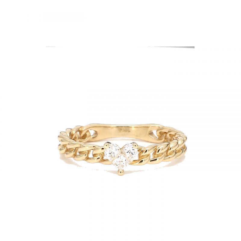 Link Band with Diamond Heart Ring