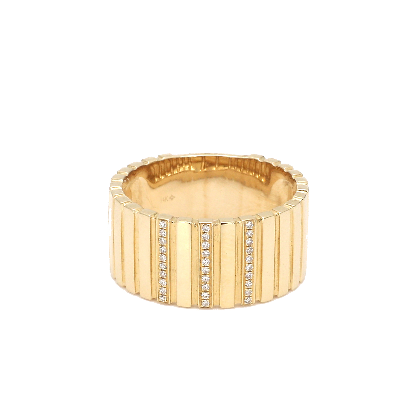 Fluted Wide Band Ring With Diamonds – Bailey's Fine Jewelry