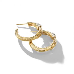 Angelika Hoop Earrings in 18K Yellow Gold with Pav� Diamonds
