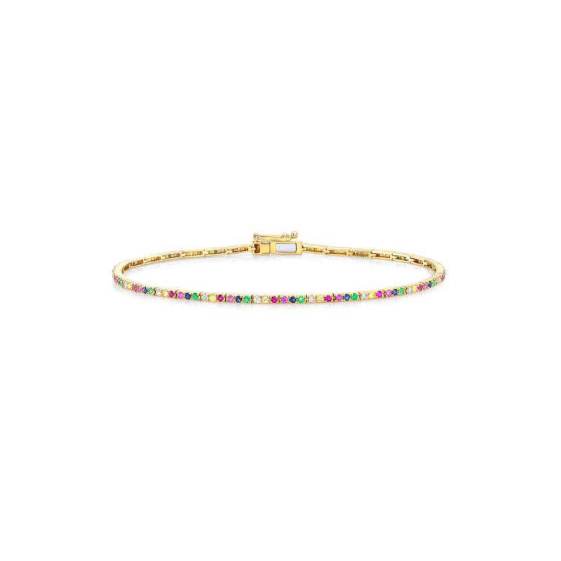 Multicolor Stone Rainbow Flex Bar Bracelet