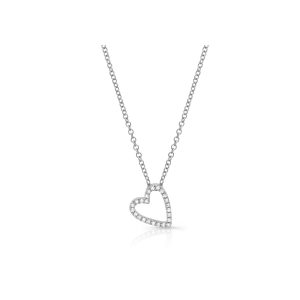 Diamond Open Heart Charm Pendant Necklace