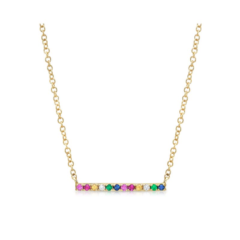 Multicolor Diamond Rainbow Bar Station Necklace