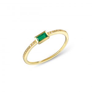 Diamond Ring with Emerald Center Stone