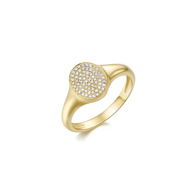 Signet Ring with Pave Diamonds