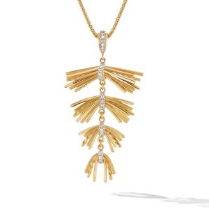 Angelika Fringe Pendant Necklace in 18K Yellow Gold with Pav� Diamonds