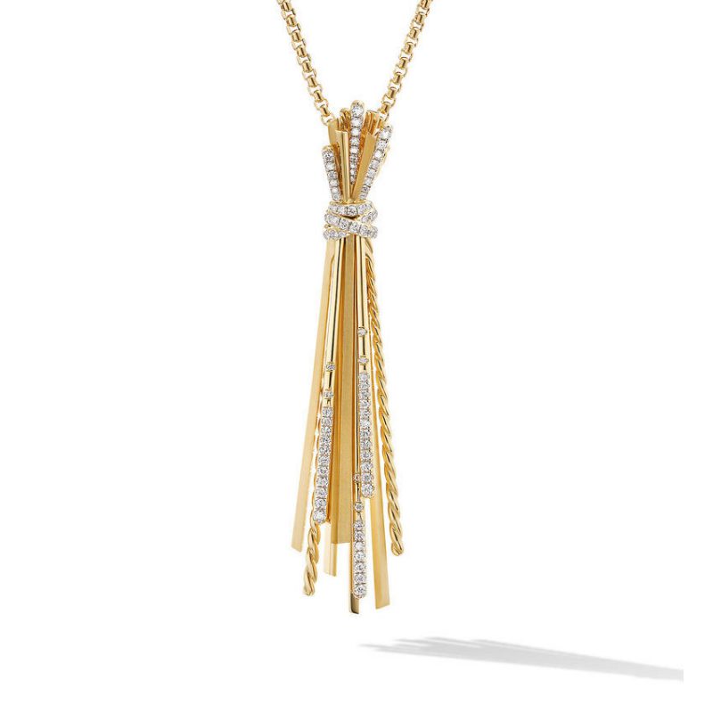 Angelika Y Slider Necklace in 18K Yellow Gold with Pav� Diamonds