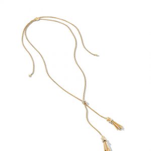 Angelika Tassel Necklace in 18K Yellow Gold with Pav� Diamonds