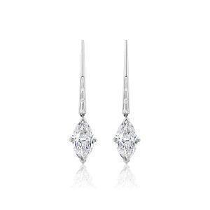Platinum Marquise Diamond Drop Earrings Bailey's Fine Jewelry