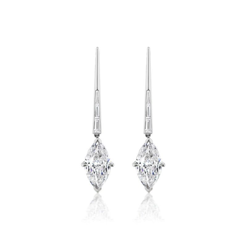 Platinum Marquise Diamond Drop Earrings