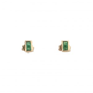 Bezel Set Emerald Stud Earrings