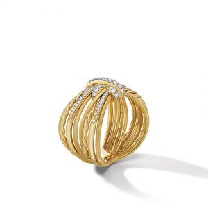 Angelika Maltese Ring in 18K Yellow Gold with Pav� Diamonds