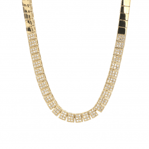 Block Link Pave Diamond Necklace