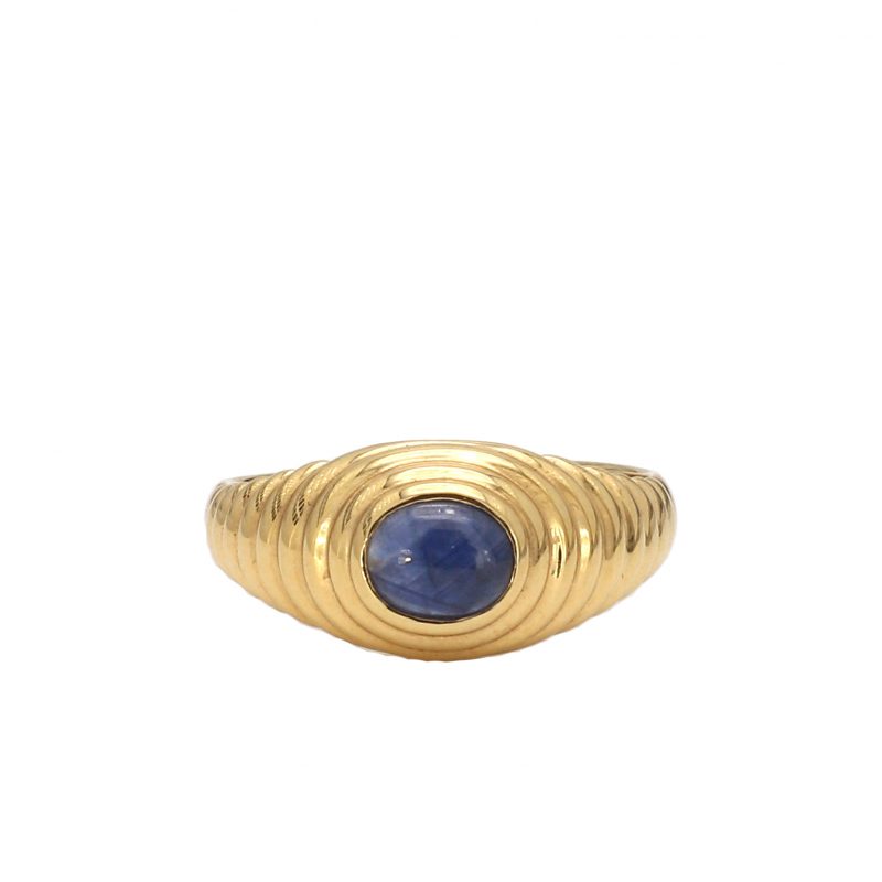Bailey's Estate Mid Century Solitaire Blue Sapphire Ring