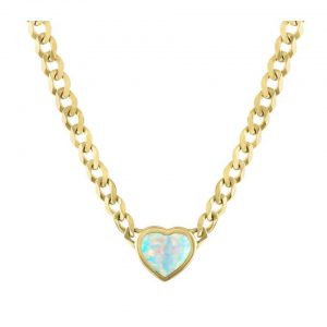 My Story Gold Chain with Heart Pendant in Opal