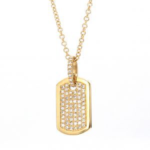 Mini Dog Tag Diamond Pendant Necklace