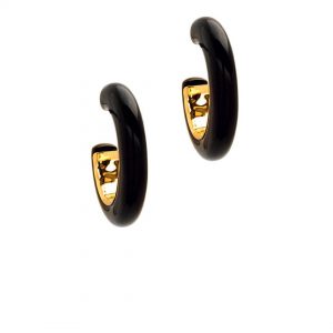 Gorjana Irina Statement Black and Gold Hoop Earrings