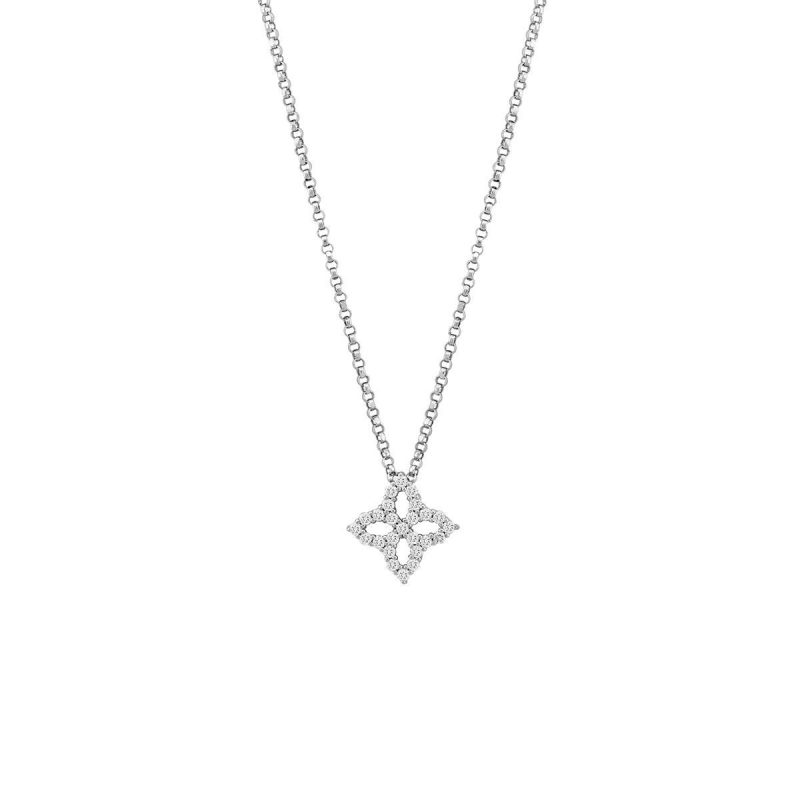 Roberto Coin Diamond Small Princess Flower Pendant Necklace