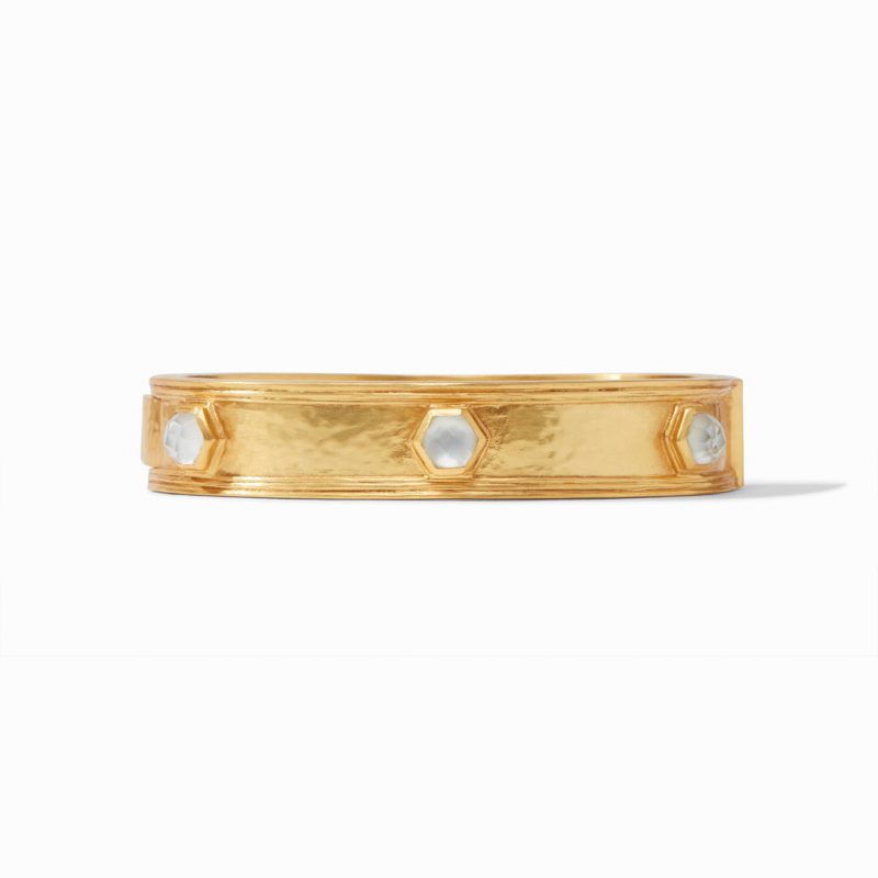 Julie Vos Palladio Hinge Bangle in Iridescent Clear Crystal