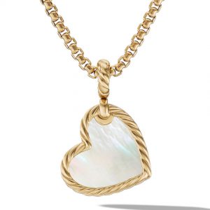 DY Elements� Heart Amulet in 18K Yellow Gold with Mother of Pearl and Pav� Diamonds