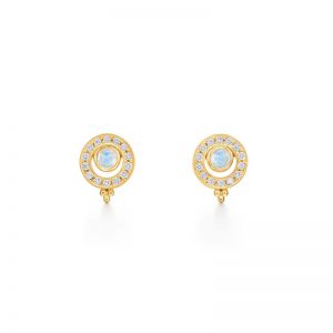 Temple St. Clair Mini Orbit Earrings with Blue Moonstone and Diamonds