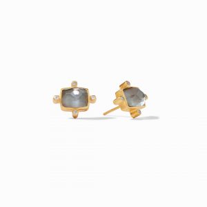Julie Vos Clara Stud Earrings in Iridescent Charcoal Blue