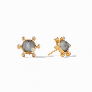 Julie Vos Cosmo Stud Earrings in Iridescent Charcoal Blue