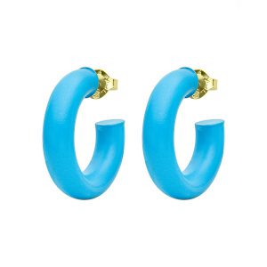 Sheila Fajl Game Day Small Chantal Hoop Earrings in Blue Paint