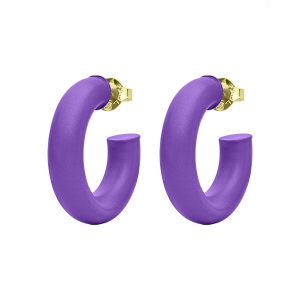 Sheila Fajl Game Day Small Chantal Hoop Earrings in Purple Paint