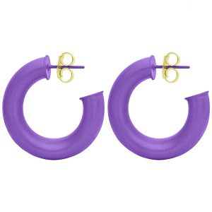 Sheila Fajl Game Day Small Chantal Hoop Earrings in Purple Paint
