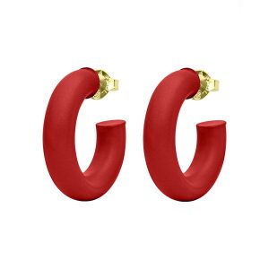 Sheila Fajl Game Day Small Chantal Hoop Earrings in Red Paint