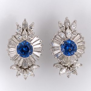 Bailey's Estate Diamond and Sapphire Ballerina Cluster Style Earrings
