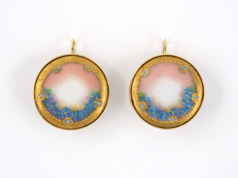 Bailey's Estate Victorian Hand Painted Porcelain Ornament Earrings