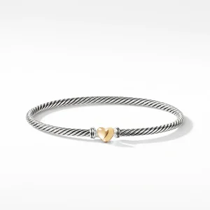 Cable Collectibles Heart Bracelet with 18K Gold, 3mm