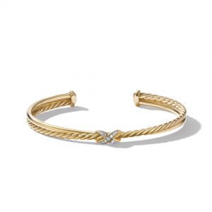 Petite X Bracelet in 18K Yellow Gold with Pav� Diamonds