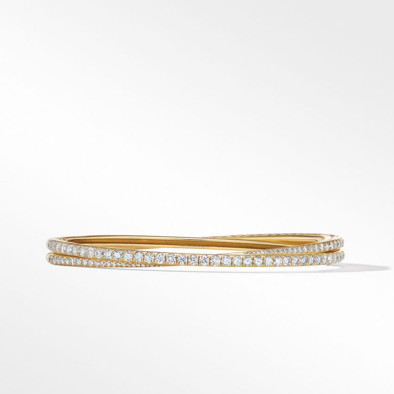 Pav� Crossover Two-Row Bracelet in 18K Yellow Gold with Diamonds