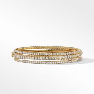 Pav� Crossover Four-Row Bracelet in 18K Yellow Gold with Diamonds