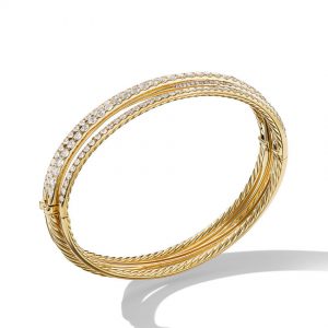 Pav� Crossover Four-Row Bracelet in 18K Yellow Gold with Diamonds