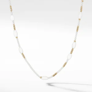 Long Tweejoux Necklace with Pearls, Rainbow Moonstone and 18K Yellow Gold