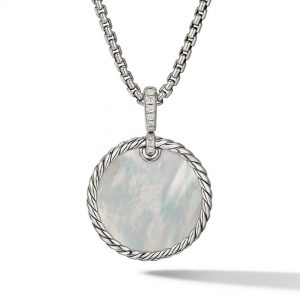 DY Elements� Reversible Disc Pendant with Turquoise and Mother of Pearl and Pav� Diamonds
