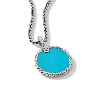 DY Elements� Reversible Disc Pendant with Turquoise and Mother of Pearl and Pav� Diamonds