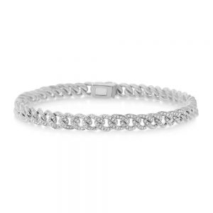 1.20ct Pave Diamond Polished Curb Link Bracelet