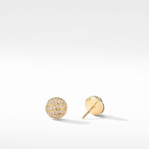 Mini Cable Stud Earrings in 18K Yellow Gold with Diamonds