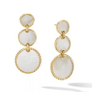 DY Elements Triple Drop Earrings in 18K Yellow Gold with Mother of Pearl