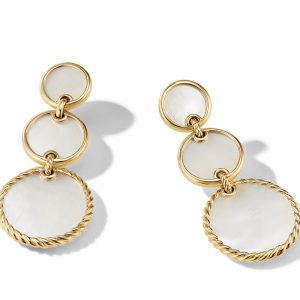 DY Elements Triple Drop Earrings in 18K Yellow Gold with Mother of Pearl
