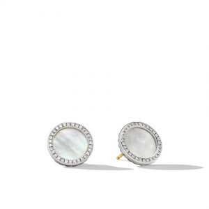 DY Elements� Button Earrings with Mother of Pearl and Pav� Diamonds